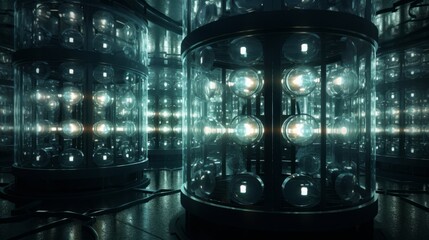 Poster - A conceptual visualization of a render farm operating around the clock, showcasing its efficiency and capacity to handle demanding rendering tasks Generative AI