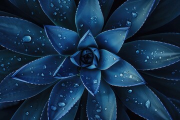 Wall Mural - agave cactus  abstract natural pattern background  dark blue toned