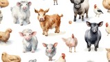 Fototapeta Zwierzęta - Cute Cartoon Farm Animals - 8K/4K Photorealistic Illustrations

