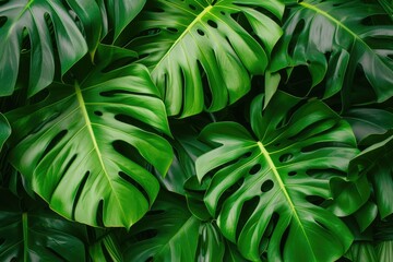 Stunning photo of lush tropical plants with fresh green leaves.