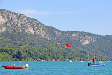 Poster - Paragliding at Lake Annecy in the French Alps	