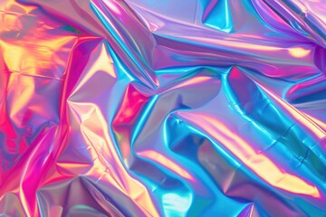 Wall Mural - holographic foil texture abstract colorful trendy background. shiny backdrop