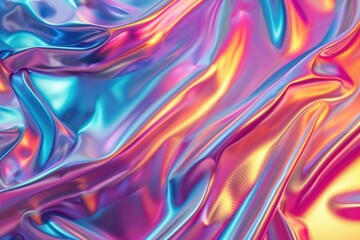 Wall Mural - Holographic foil texture  abstract colorful trendy background. Shiny backdrop