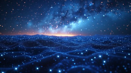 Poster - Lock. Polygonal wireframe mesh illustrates constellations in dark blue night sky on a dark blue background. Security, safe, privacy, etc. illustration.