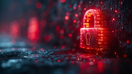 Fototapete - Security security.Digital padlock icon, network data protection technology virtual dashboard. Online internet authorized access against cyber attack privacy business data.