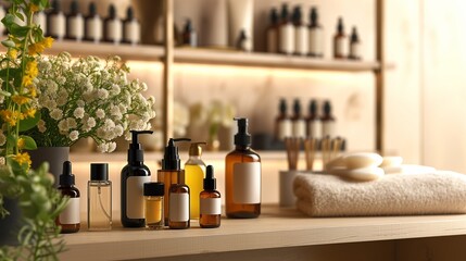 skin care ,spa ,beauty, and perfume products, conveying self-care routines luxurious atmosphere and 