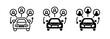 Joint ride service line icon. Shared driving icon in black and white color.