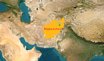 afghanistan map with a globe map background. the country is an asian member known for dry climate, i