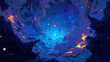 Hand drawn anime beautiful night sky illustration background
