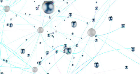 Wall Mural - Digital cyberspace with particles and Digital data network connections concept.