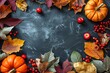 Thanksgiving background decoration from dry leavesred