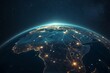 Earth from space focusing on the African continent at night