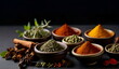 © gmstockstudio - Various spices on dark background