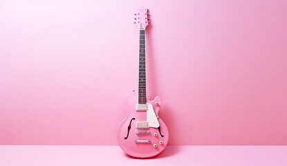 A sleek pink acoustic guitar, exuding style and flair for musical enthusiasts.