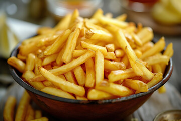 Wall Mural - Large bowl of fresh french fries