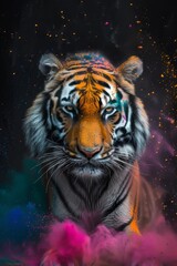 tiger holipowder color explosion powder black background