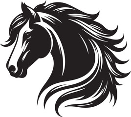 Wall Mural - Horse Head Silhouette vector image, vector artwork of a horse head