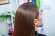 © Nomad Pixel - Photo of a European girl with long and beautiful brunette hair at the beauty salon. Shiny and healthy hair.