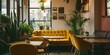 © Irina Ukrainets - Cozy cafe interior with warm light and stylish furniture. perfect spot for casual meetings and relaxation. modern urban eatery space design. AI