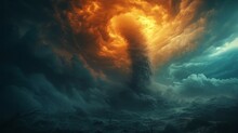 Tornado Twister: A Colossal Tornado Swirls Menacingly, Churning The Landscape With Its Destructive Force