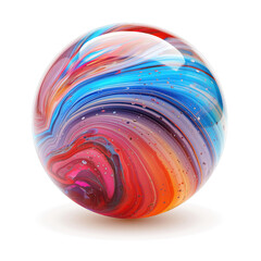 Aufkleber - glass marble ball with spiral pattern inside, shiny crystal 3d sphere 