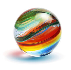 Aufkleber - glass marble ball with spiral pattern inside, shiny crystal 3d sphere 