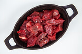Fototapeta Tulipany - minced meat on a white background