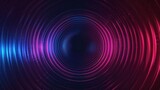 Fototapeta Do przedpokoju - Circular soundwave background, featuring a futuristic RGB wallpaper with vibrant neon wave lights.