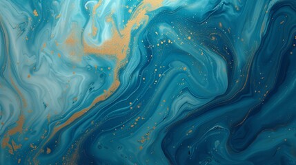  Hand-Painted Background with Mixed Liquid Blue - Artistic Fluidity

