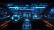 © OLGA - fully autonomous car dashboard with wide holographic HUD screens and integrated infotainment system.