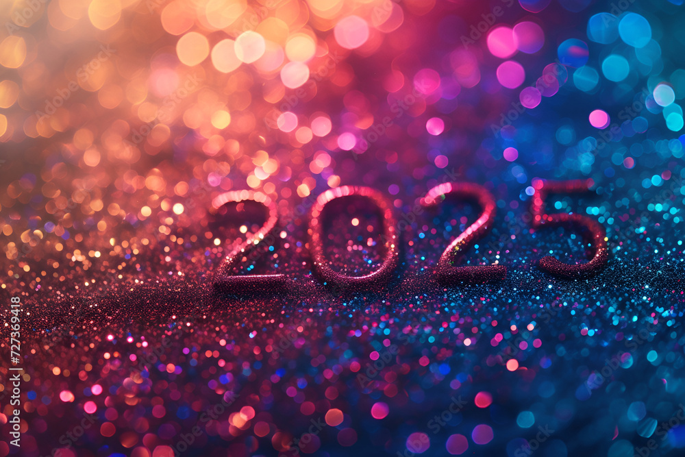 Silvester-Hintergrund „2025“ – Blau Mit Glitzer, 213 X 152 Cm, Vinyl, Für Fotoshootings & Partys – Wiederverwendbar
