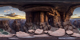 Fototapeta  - view over canyon Full 360 degrees seamless spherical panorama HDRI equirectangular projection of. Texture environment map for lighting and reflection 3d scenes. 3d background illustration. 
