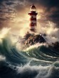 Lighthouse Shining Beam Guidance and Hope Isolated on White Background AI Generated
