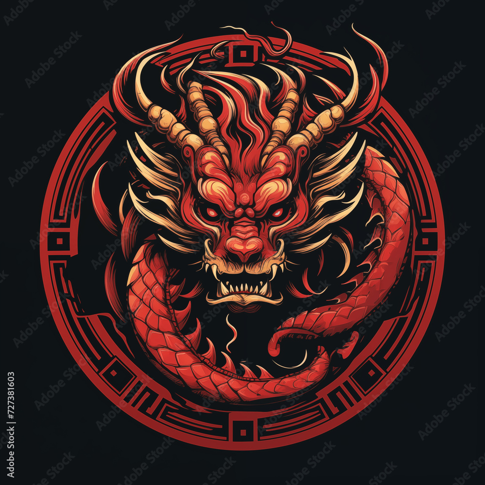 traditional red chinese dragon for chinese new year 2024, chinese logo ...