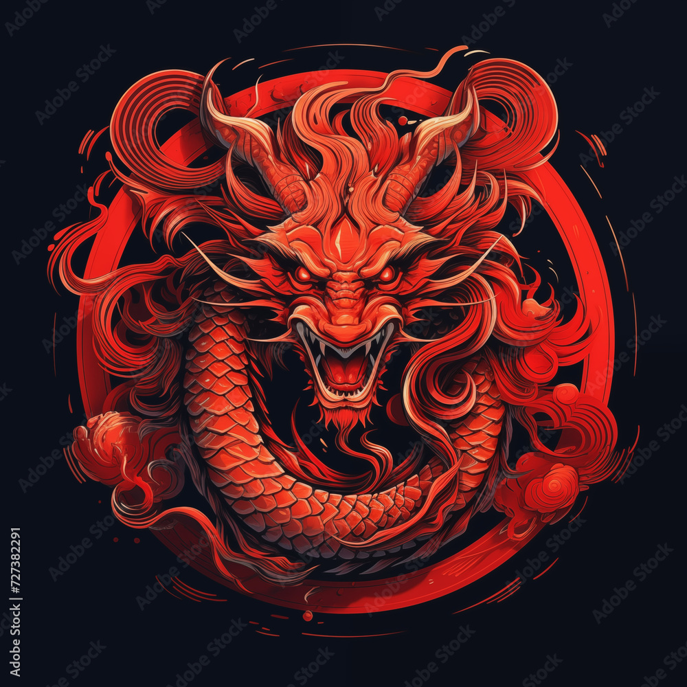 traditional red chinese dragon for chinese new year 2024, chinese logo ...