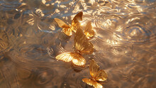 Four Golden Butterflies Made Of Foil