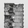 A black and white photo of a building that has been demolished. Generative AI.