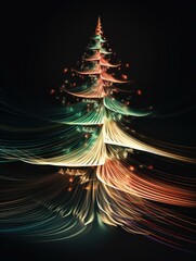 Wall Mural - A christmas tree with lights and colors. Generative AI.