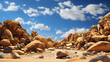 Golden Rocks with Blue Sky and Clouds