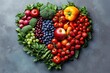 Heart-healthy nutrition with clean fruits and vegetables recommended by doctors