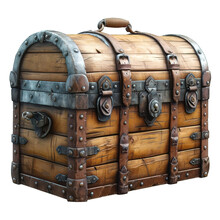 Wooden Treasure Chest Isolated On Transparent Background ,treasure Chest Png ,generative Ai