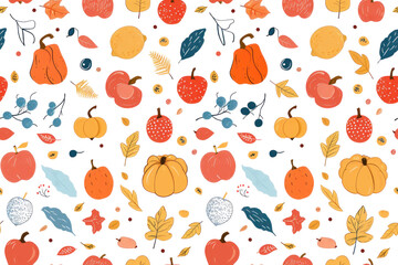 Wall Mural - Pastel Autumn Seamless Pattern Backdrop
