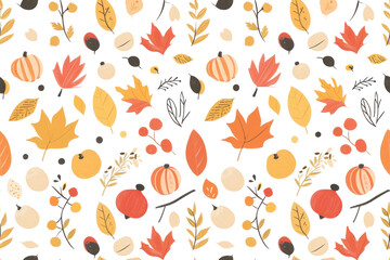 Wall Mural - Pastel Autumn Seamless Pattern Stock Image