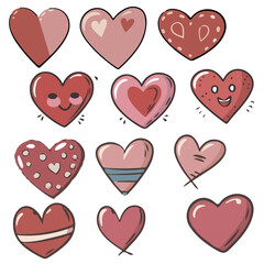 Vector simple Valentine heart set ready to print