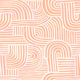 Fototapeta Boho - Zen arch line stripes, different arches in textured seamless pattern in trendy color of the year 2024 peach fuzz on white background. 