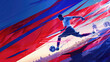 Football Player in action on the field over blue, white and red background. Paris 2024. Sport illustration.