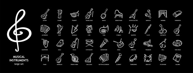 set of vector icons for musical instruments