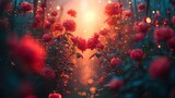 Fototapeta  - Magiczna ścieżka pomiędzy różami