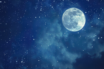 Poster - Generate a celestial scene with twinkling stars and a majestic full moon shining brightly