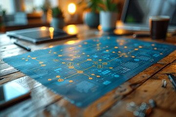 Canvas Print - A flowchart mapping out interconnected business processes illustrates the complexity of operations, emphasizing the importance of streamlined workflows for organizational efficiency.  Generative Ai.